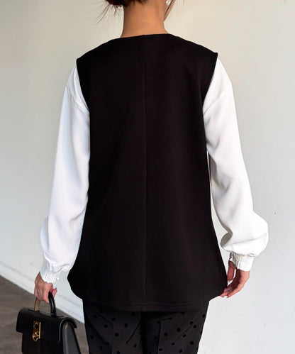 褶皺荷葉邊雙面呢馬甲