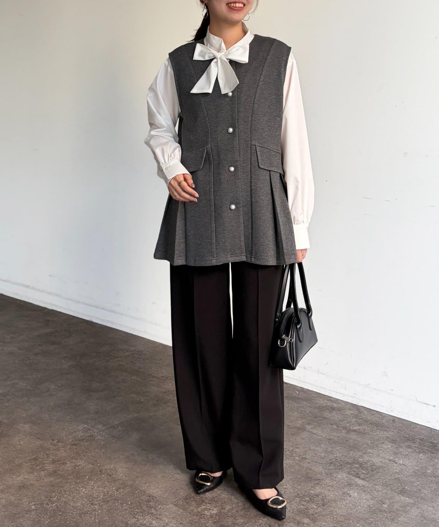 褶皺荷葉邊雙面呢馬甲