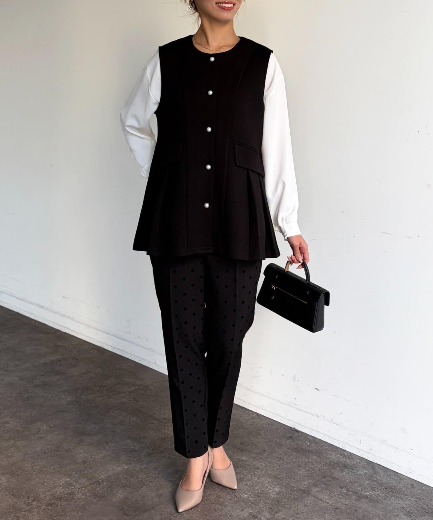 褶皺荷葉邊雙面呢馬甲