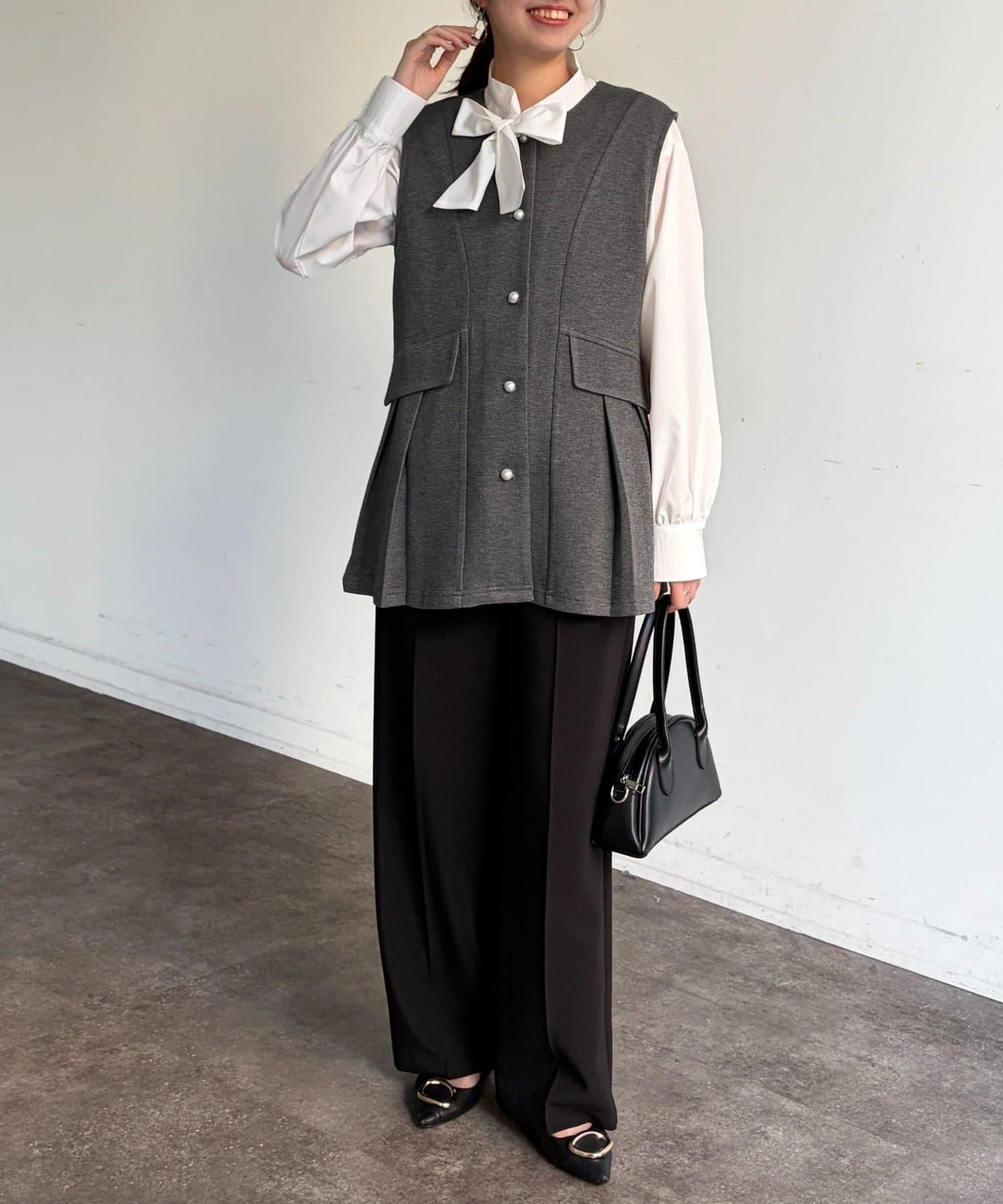 褶皺荷葉邊雙面呢馬甲