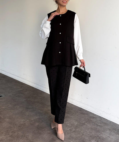 褶皺荷葉邊雙面呢馬甲