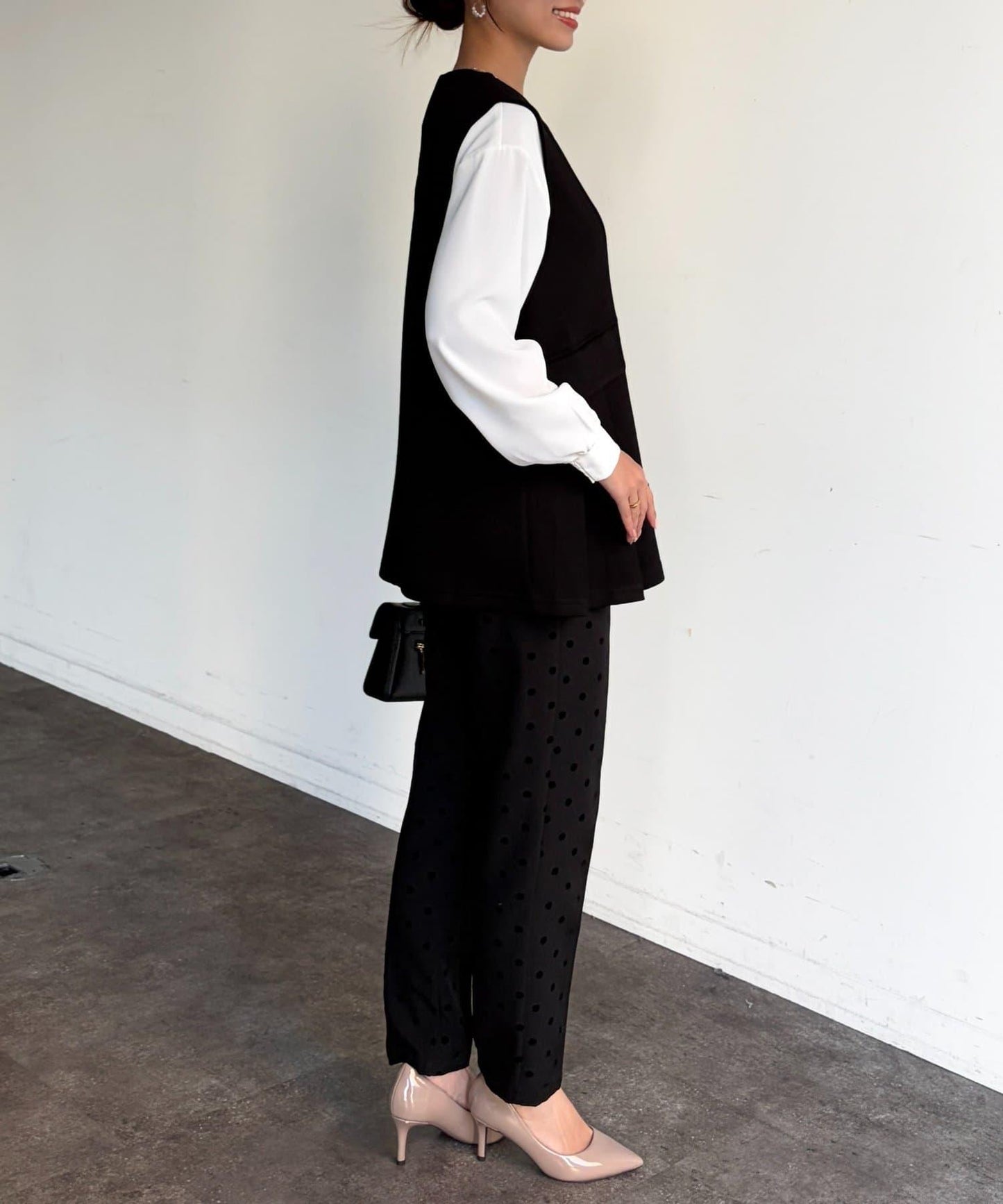 褶皺荷葉邊雙面呢馬甲