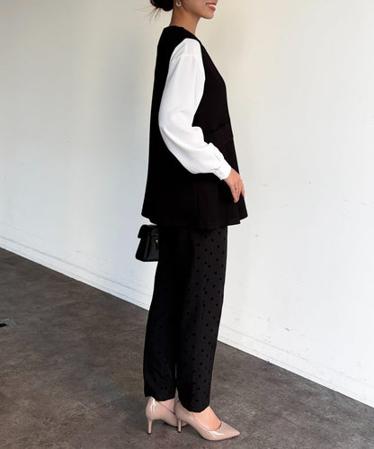 褶皺荷葉邊雙面呢馬甲