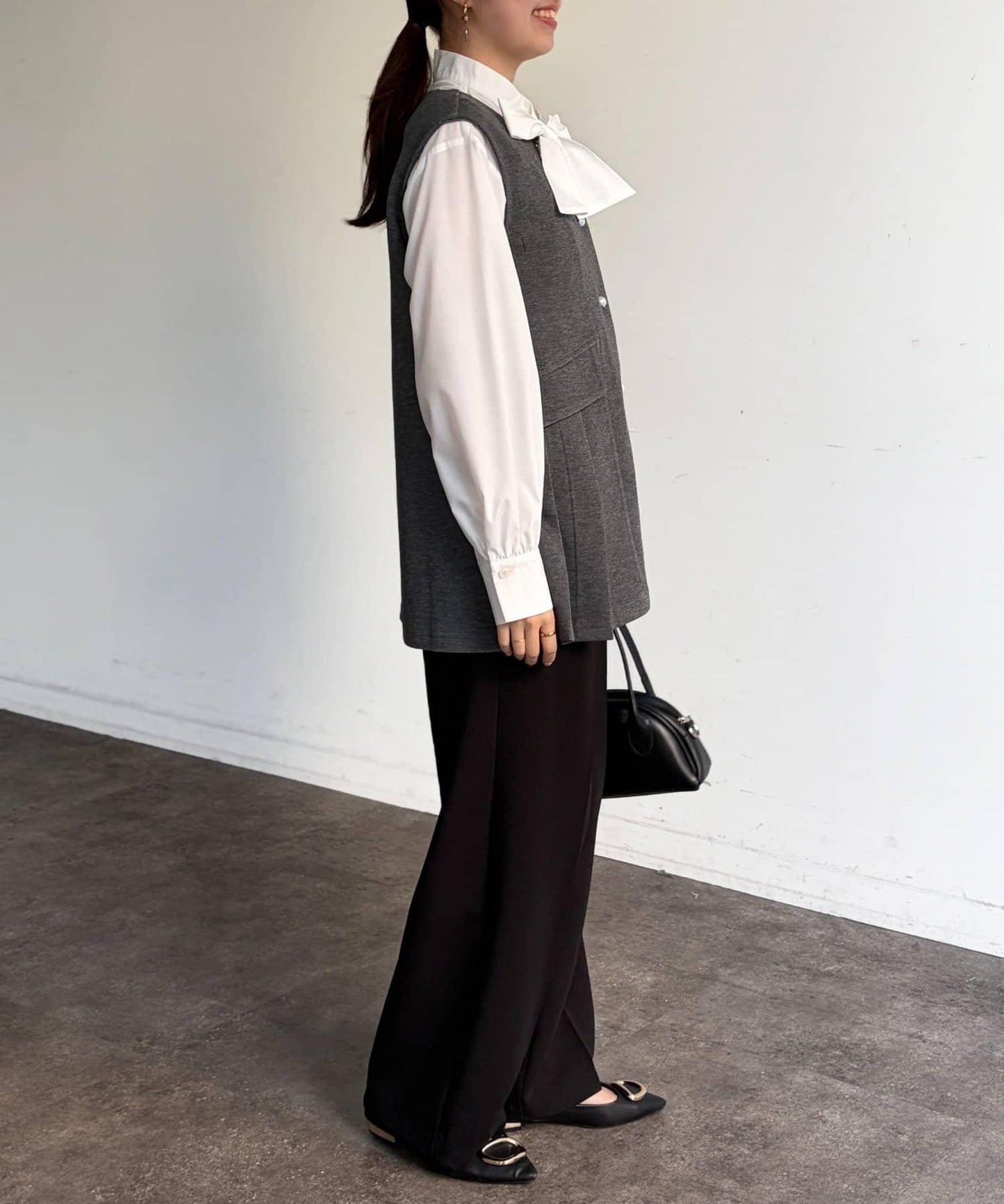 褶皺荷葉邊雙面呢馬甲