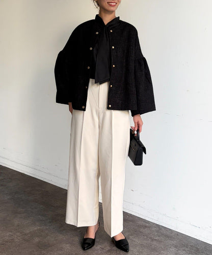 可用於正式場合的喇叭袖花呢夾克