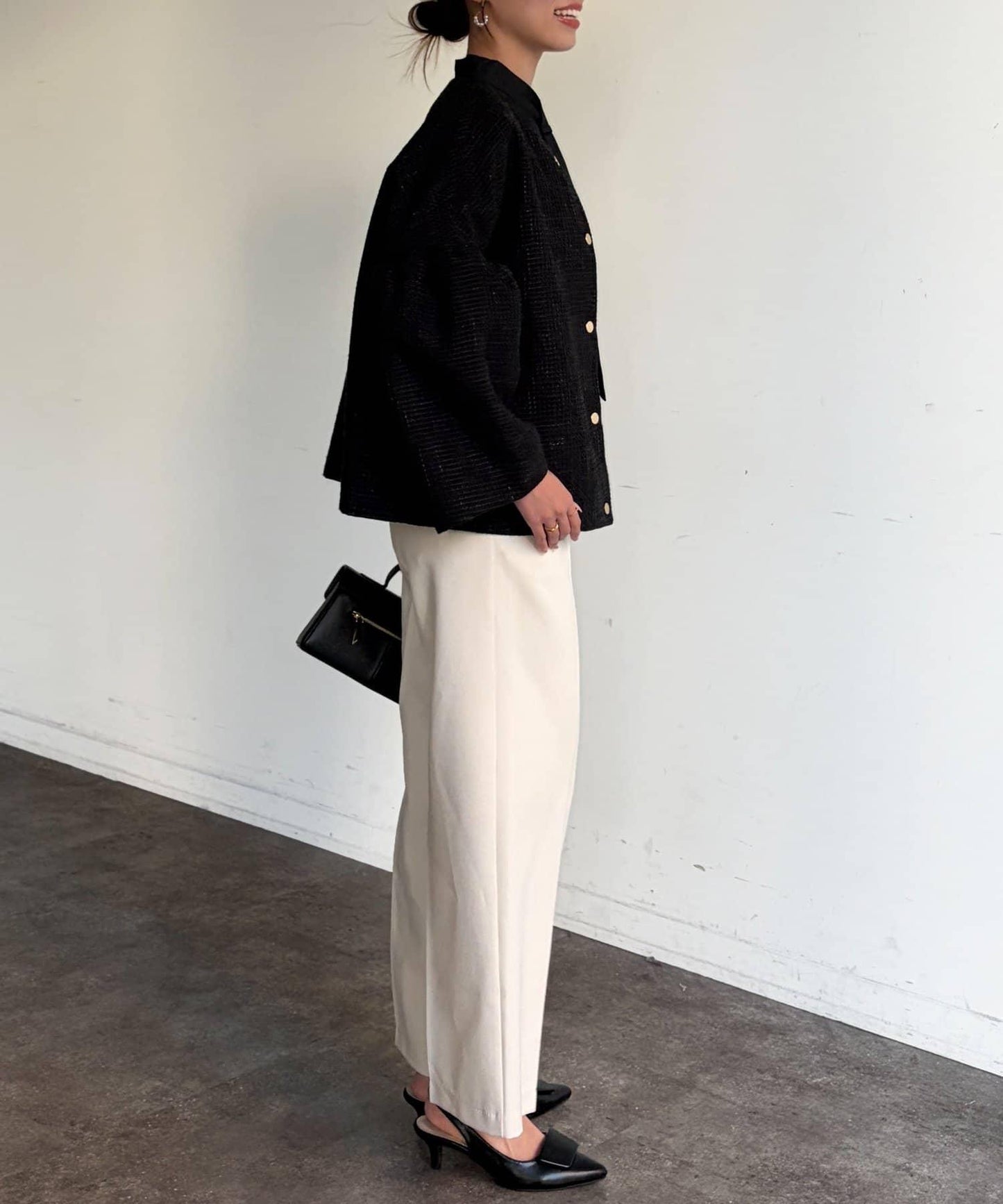 可用於正式場合的喇叭袖花呢夾克