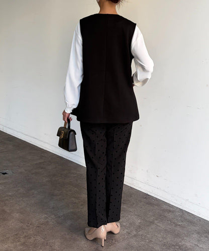 褶皺荷葉邊雙面呢馬甲