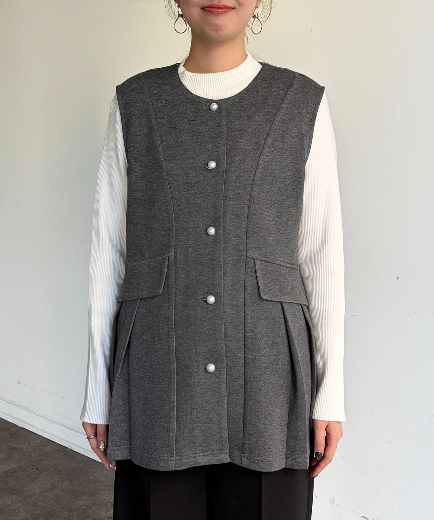 褶皺荷葉邊雙面呢馬甲