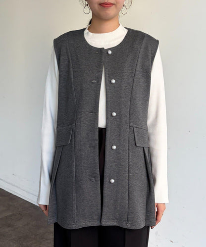 褶皺荷葉邊雙面呢馬甲