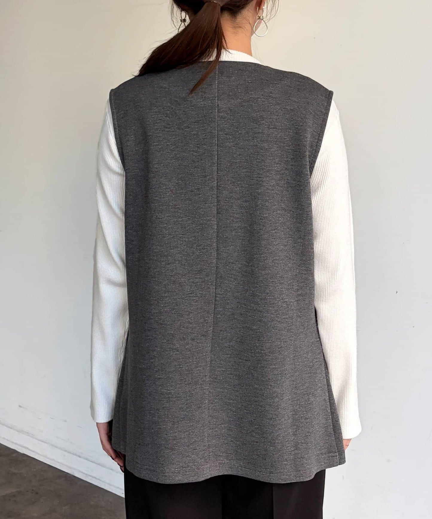 褶皺荷葉邊雙面呢馬甲