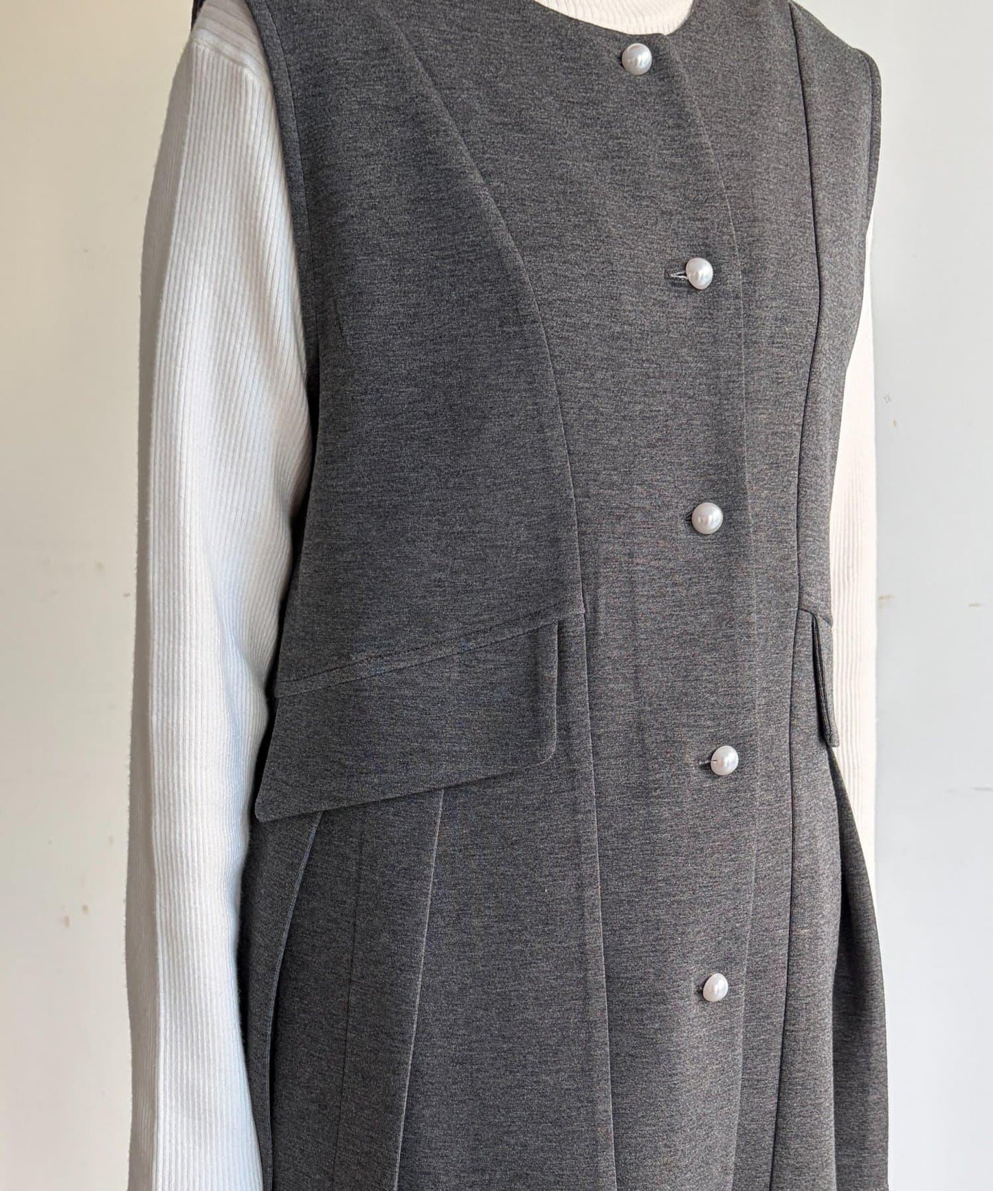 褶皺荷葉邊雙面呢馬甲