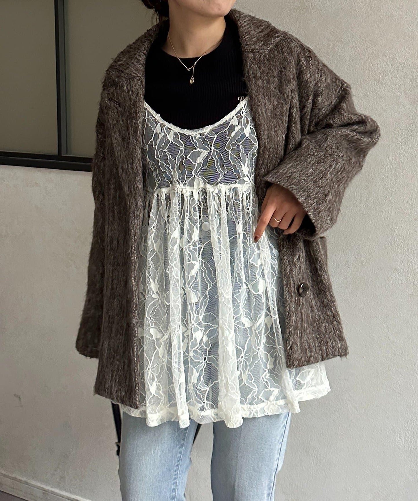 蕾絲吊帶長款上衣