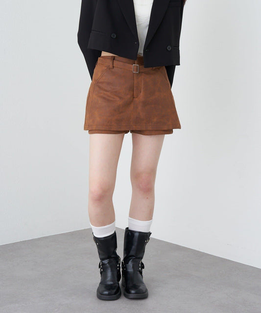 【RAY CASSIN】附腰帶麂皮《庫洛米》迷你半身裙