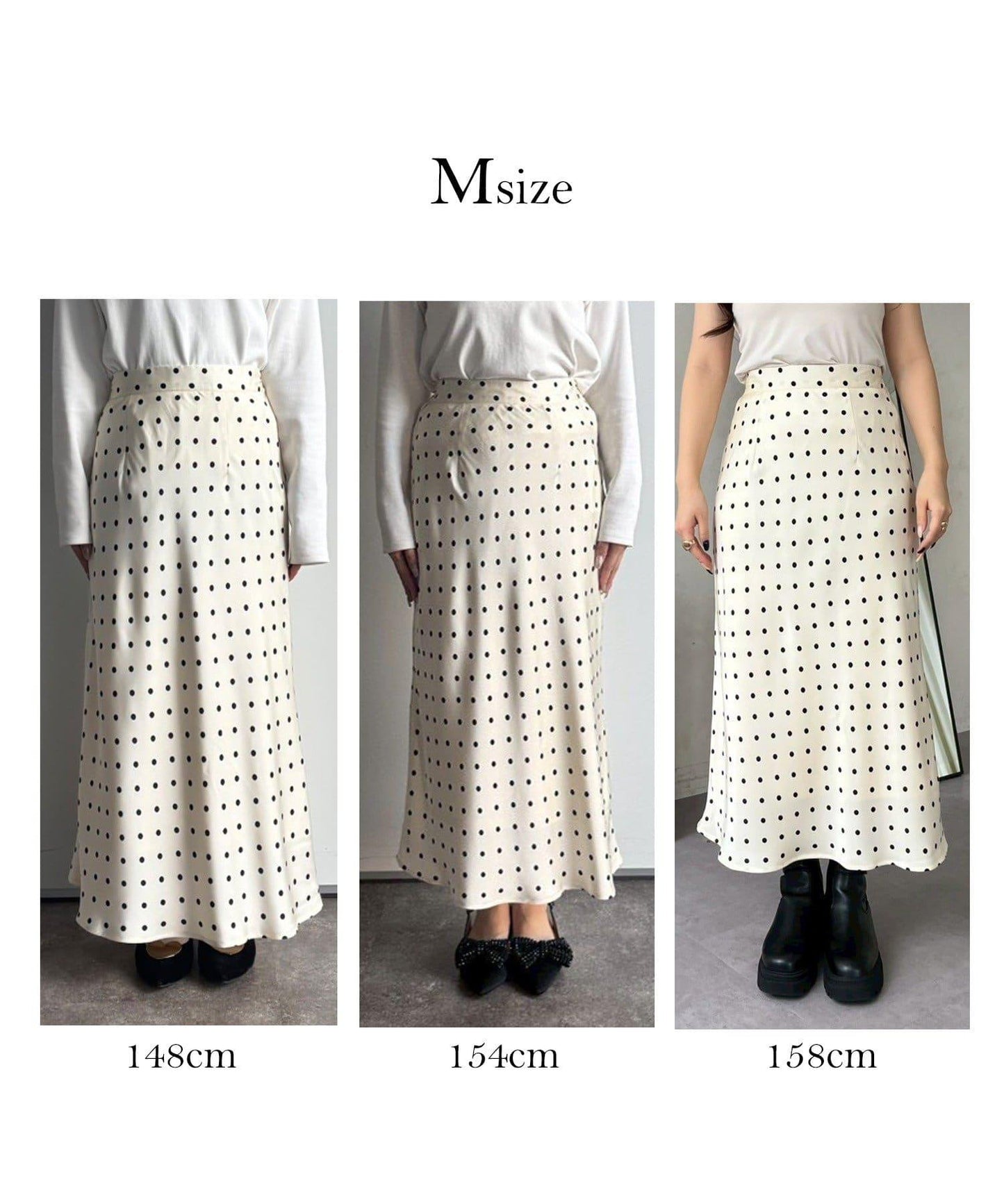 緞面波點斜裁半身裙