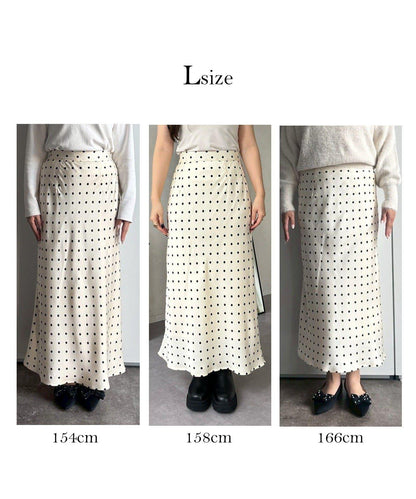 緞面波點斜裁半身裙