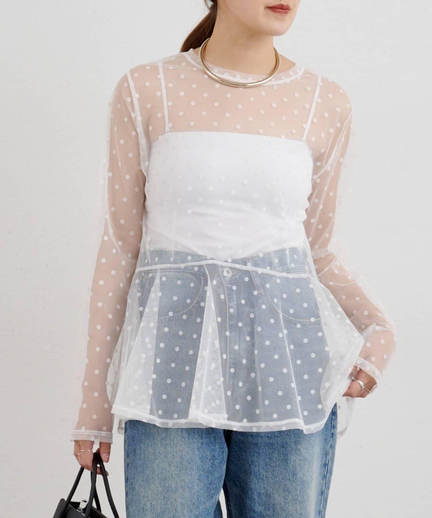【26SS】波點網紗襯衫