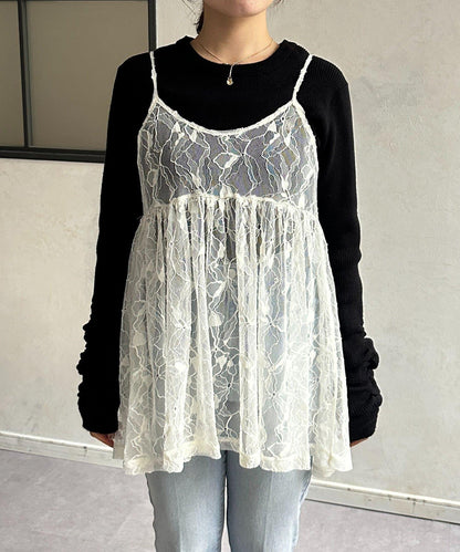 蕾絲吊帶長款上衣
