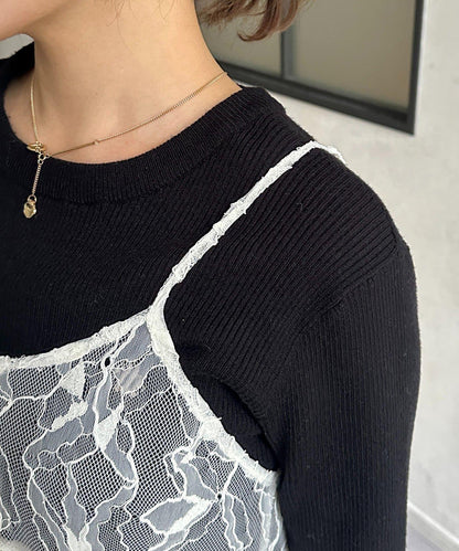 蕾絲吊帶長款上衣