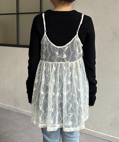 蕾絲吊帶長款上衣