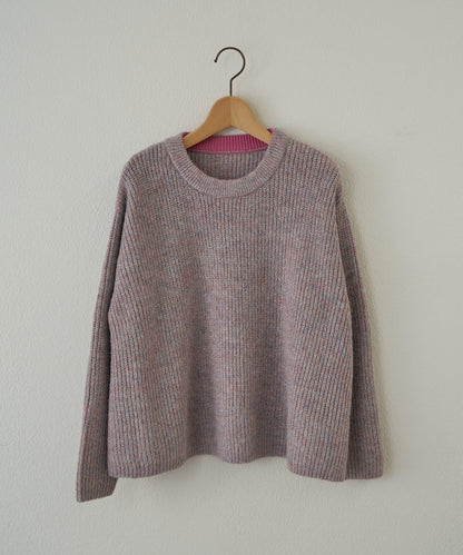 大人休閒風格金銀絲混紡羅紋針織套頭衫