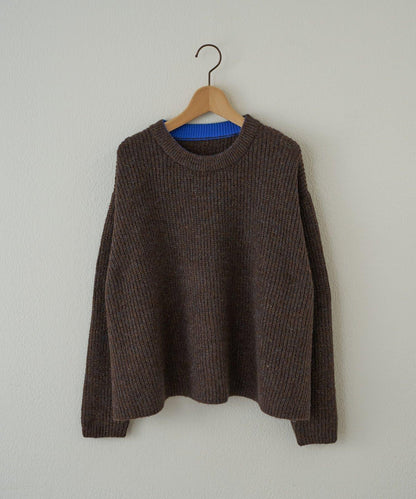 大人休閒風格金銀絲混紡羅紋針織套頭衫