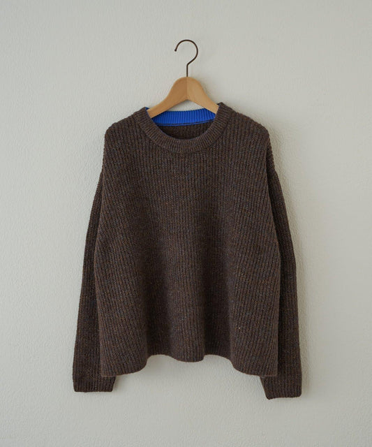 大人休閒風格金銀絲混紡羅紋針織套頭衫