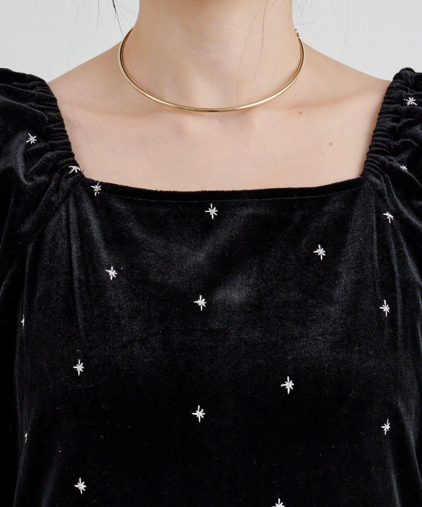 天鵝絨刺繡連衣裙