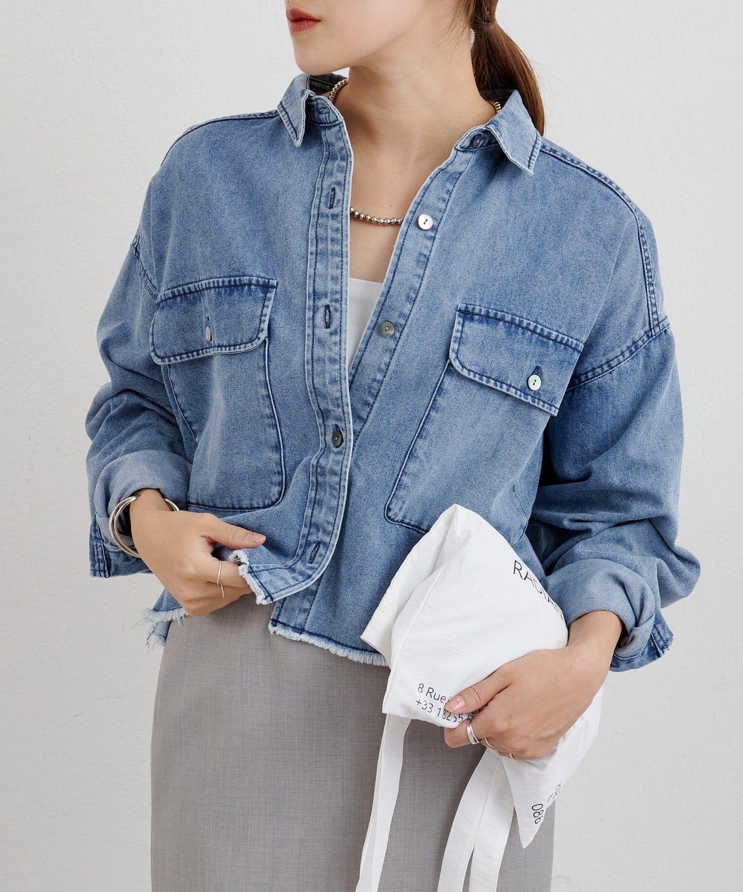 【26SS】牛仔超短款襯衫