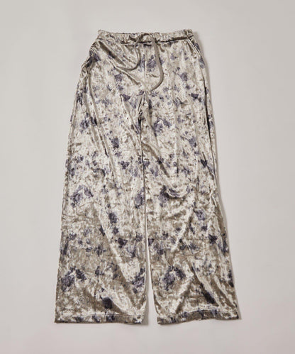 花卉圖案天鵝絨休閒褲