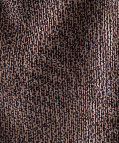 天鵝絨羅紋拼接圖案寬鬆休閒褲