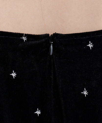 天鵝絨刺繡連衣裙