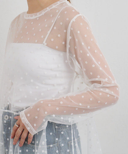 【26SS】波點網紗襯衫