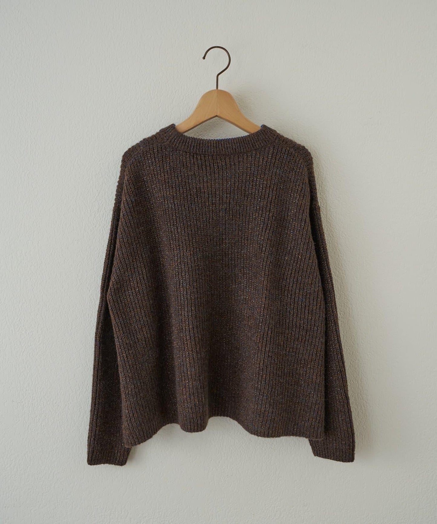 大人休閒風格金銀絲混紡羅紋針織套頭衫