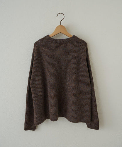 大人休閒風格金銀絲混紡羅紋針織套頭衫