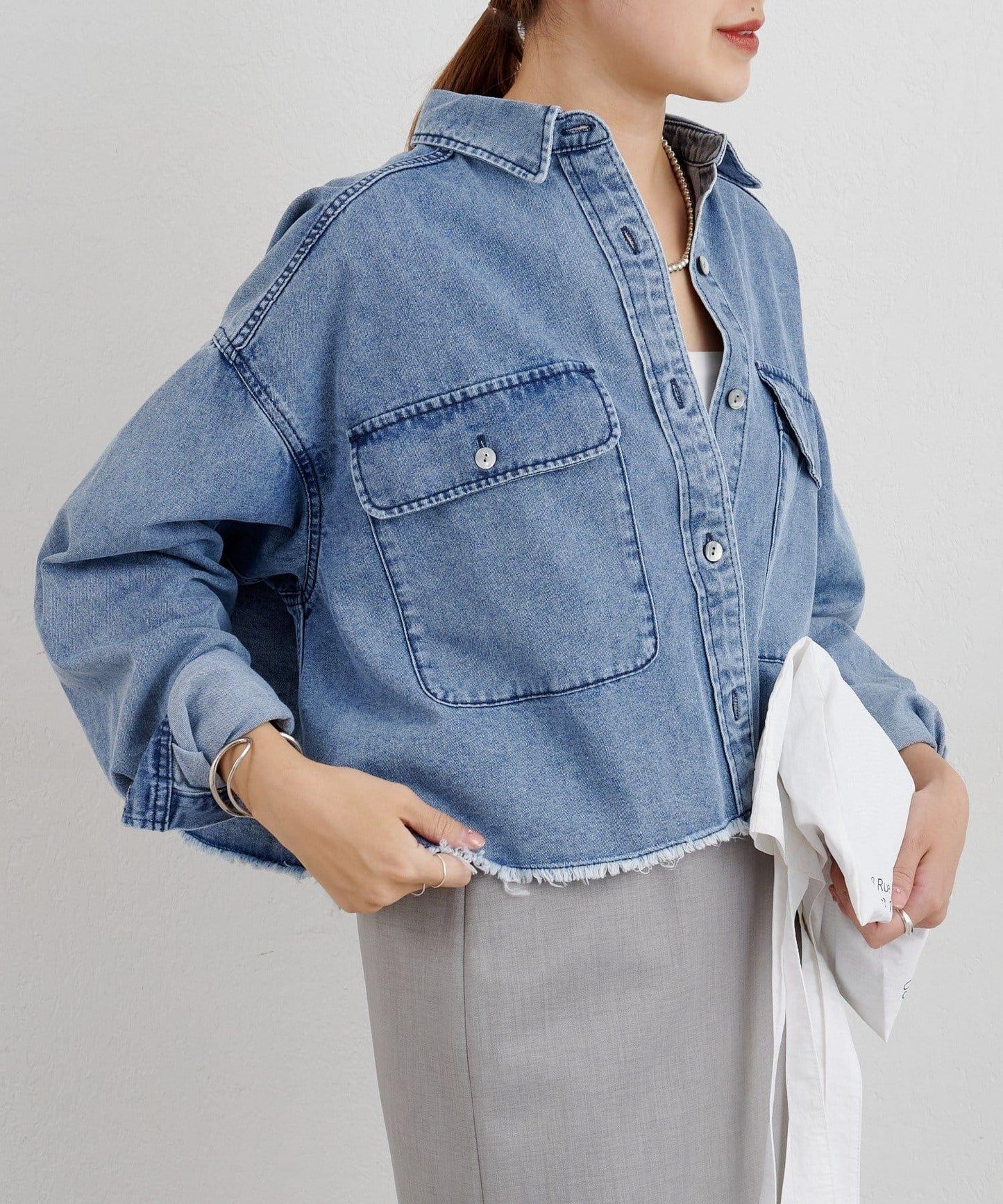 【26SS】牛仔超短款襯衫