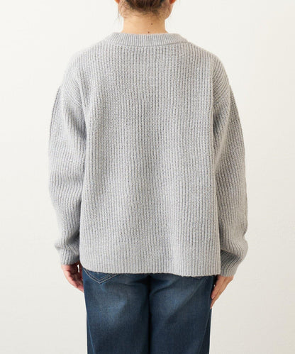 大人休閒風格金銀絲混紡羅紋針織套頭衫