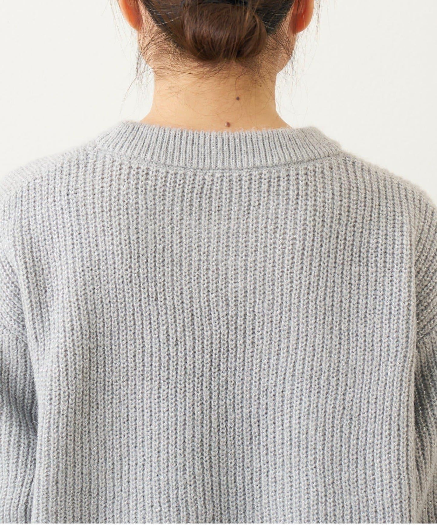 大人休閒風格金銀絲混紡羅紋針織套頭衫