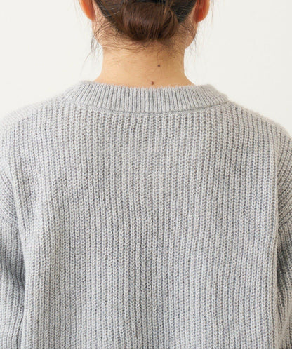 大人休閒風格金銀絲混紡羅紋針織套頭衫