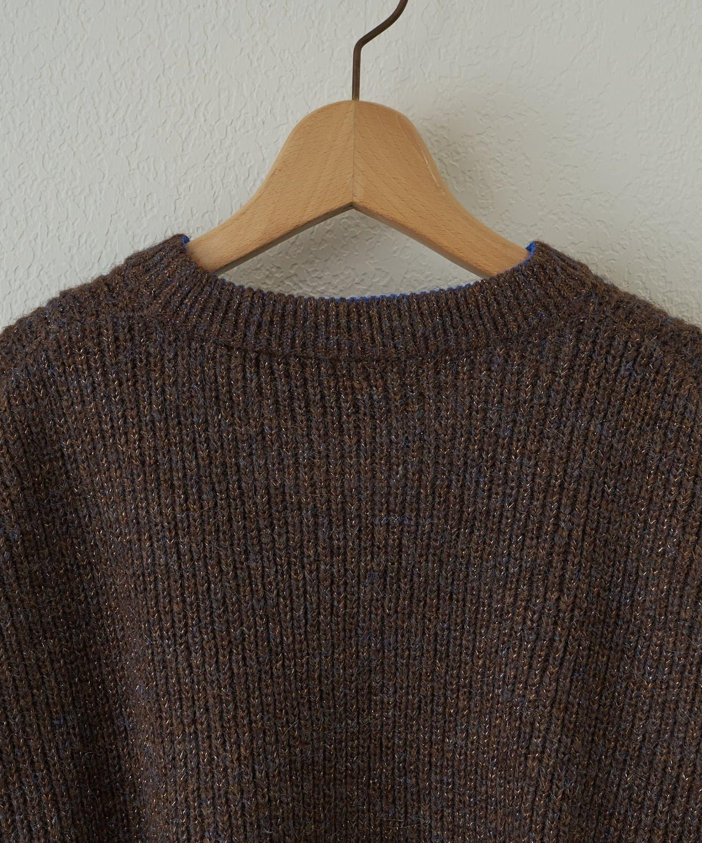 大人休閒風格金銀絲混紡羅紋針織套頭衫