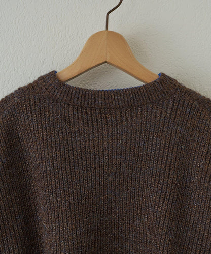 大人休閒風格金銀絲混紡羅紋針織套頭衫