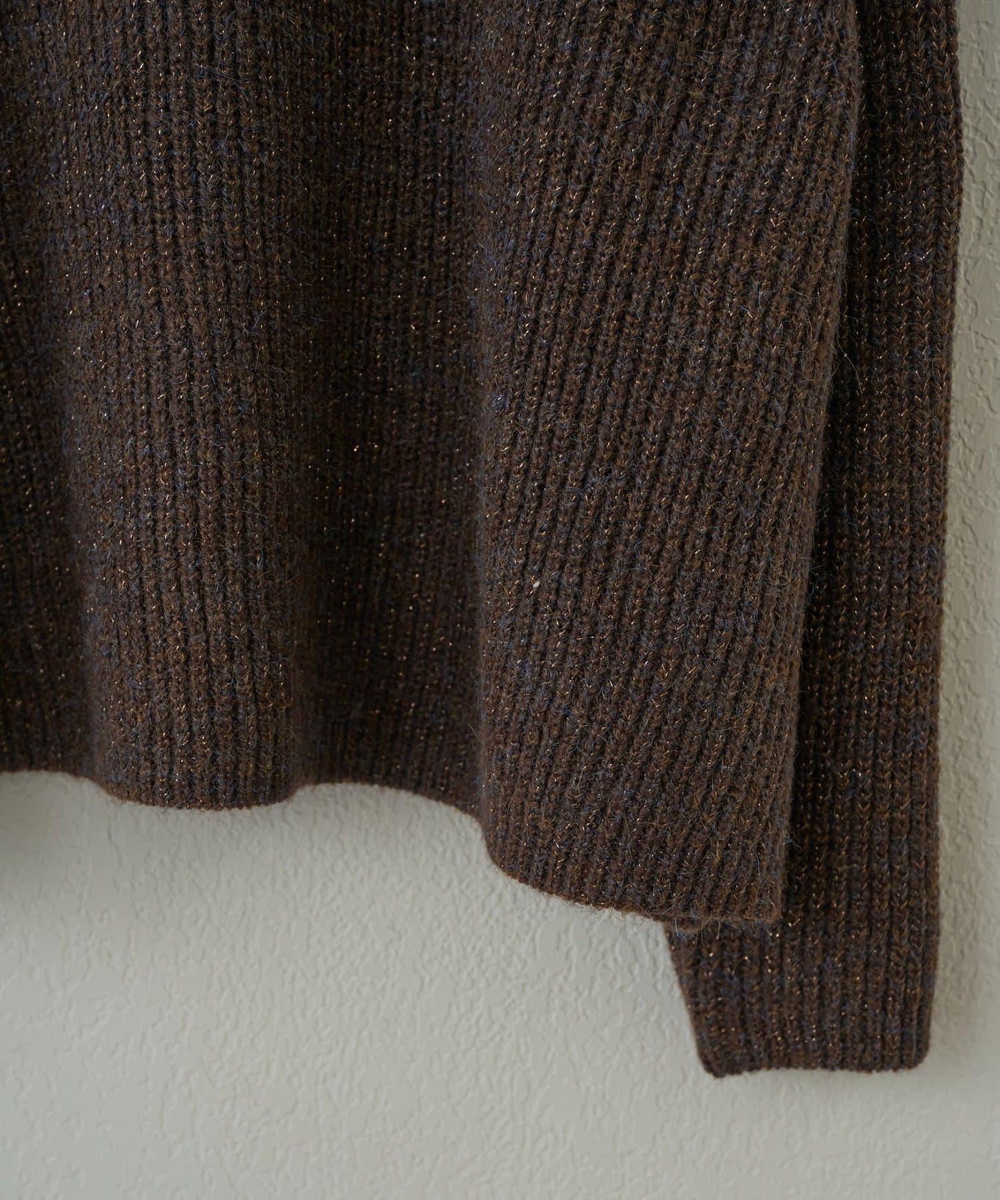 大人休閒風格金銀絲混紡羅紋針織套頭衫