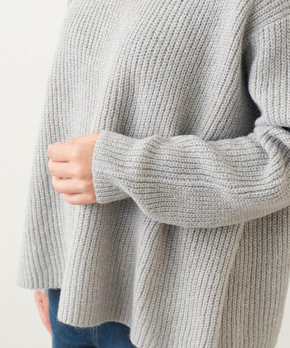 大人休閒風格金銀絲混紡羅紋針織套頭衫