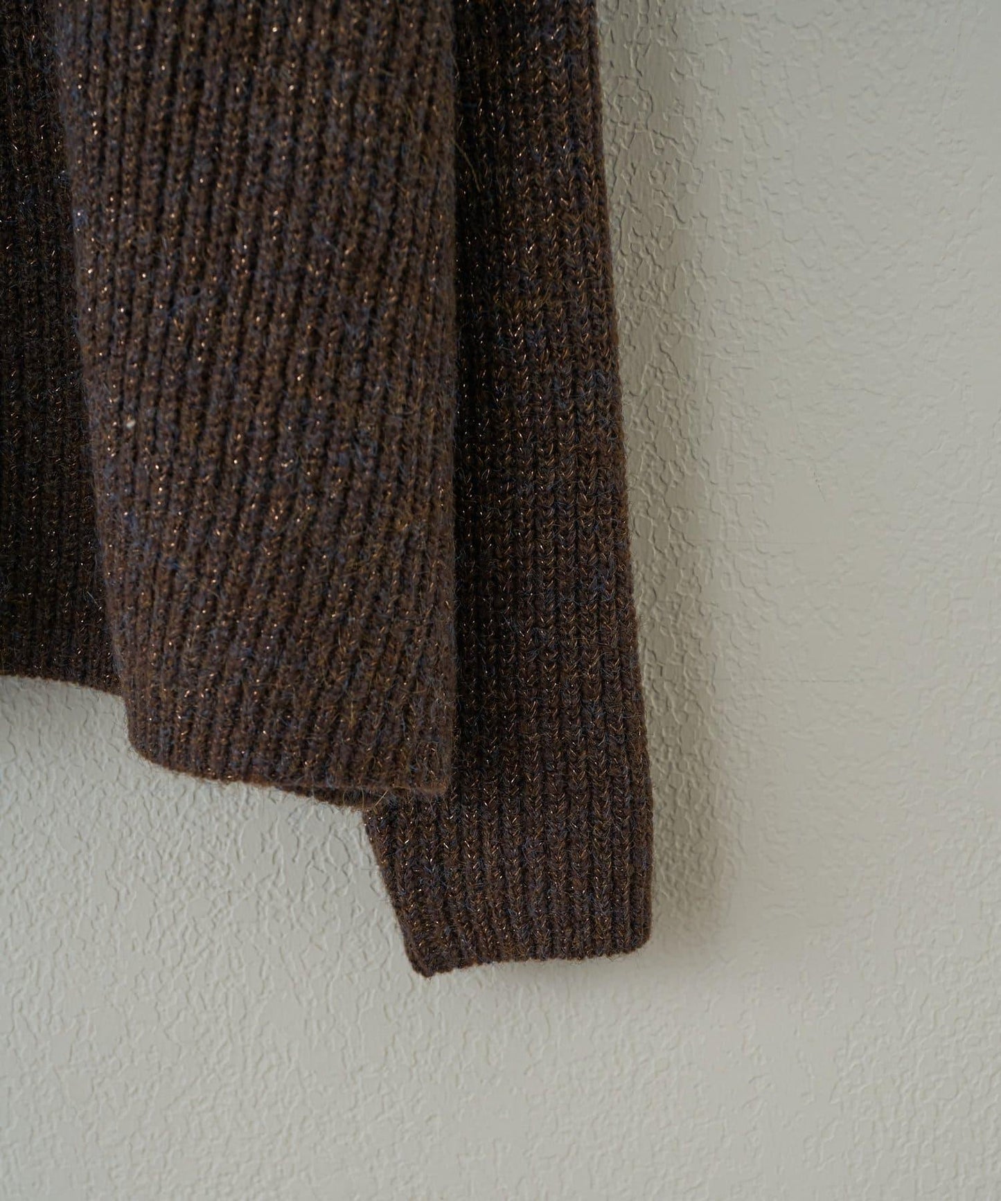 大人休閒風格金銀絲混紡羅紋針織套頭衫