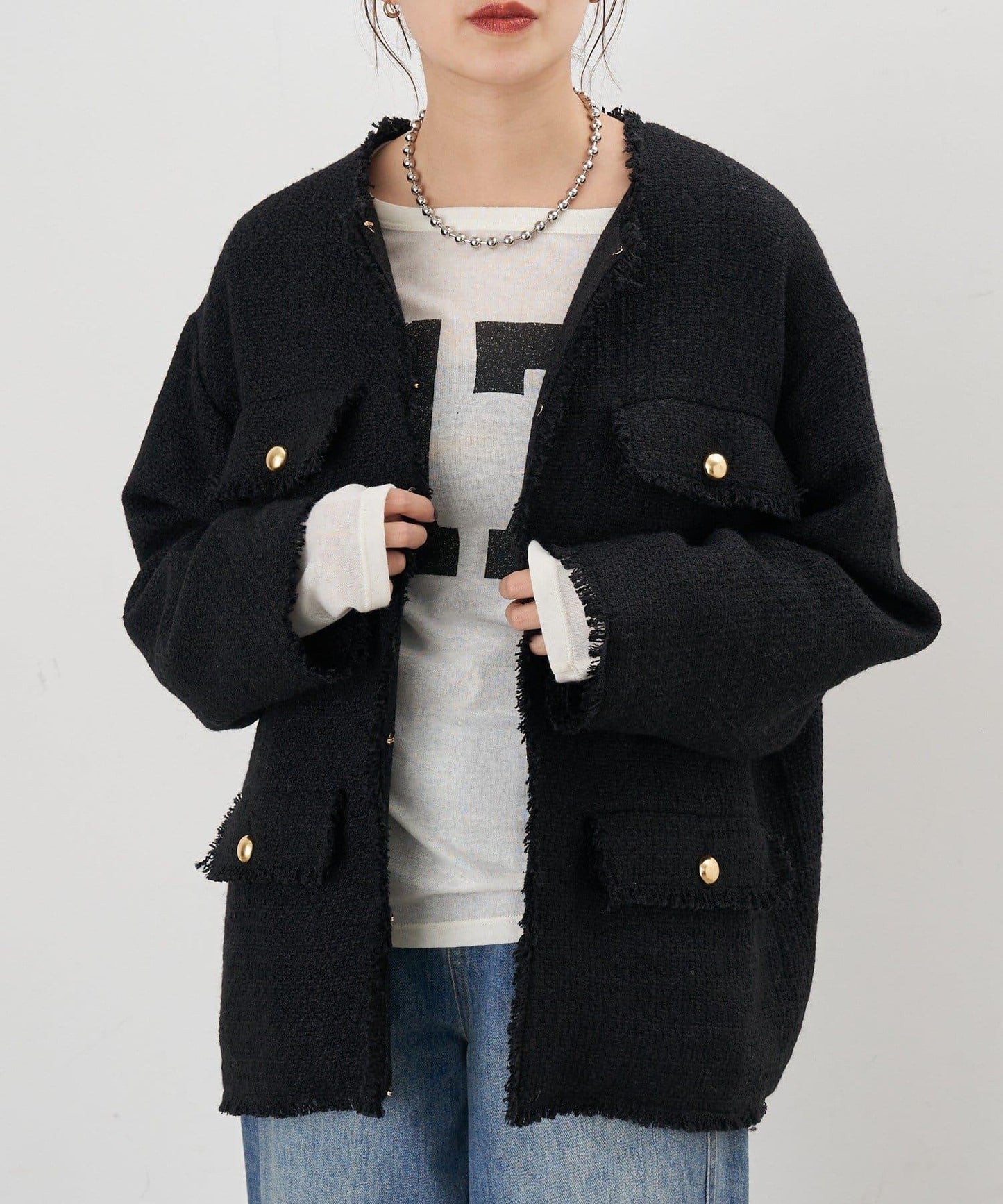 【インフルエンサー@akane_nagata聯名】粗花呢夾克