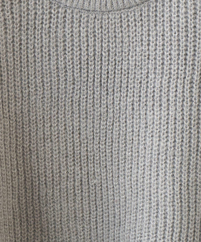 大人休閒風格金銀絲混紡羅紋針織套頭衫