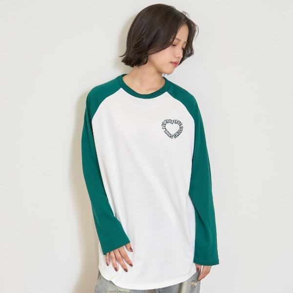 愛心拼接寬鬆長袖T恤