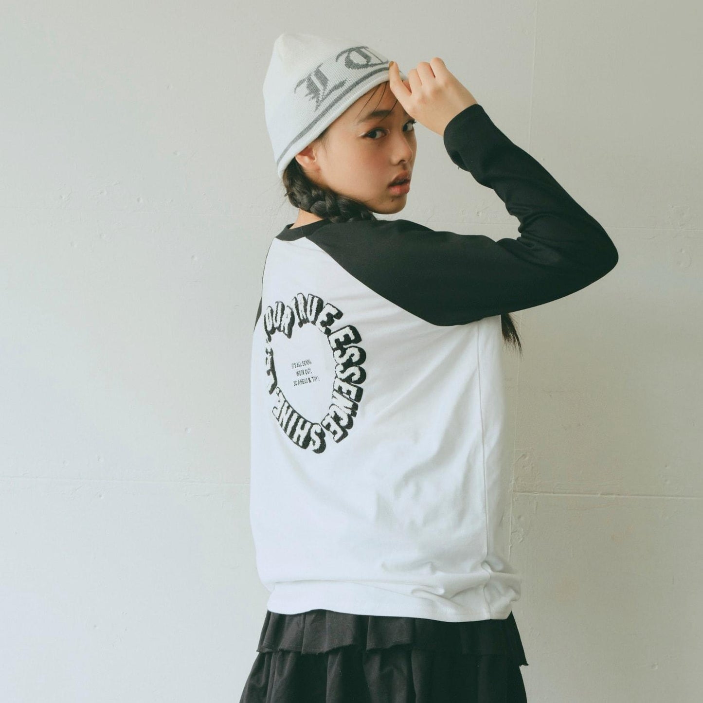 愛心拼接寬鬆長袖T恤