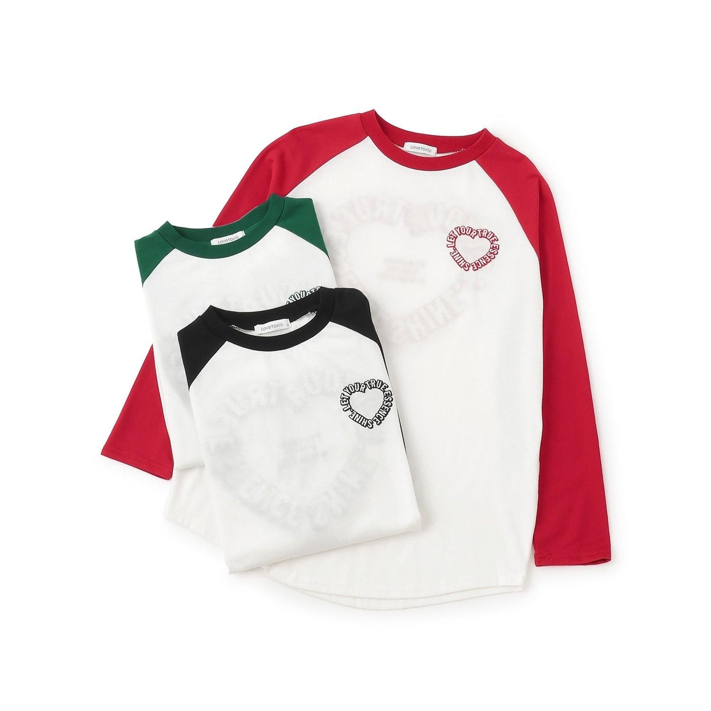 愛心拼接寬鬆長袖T恤