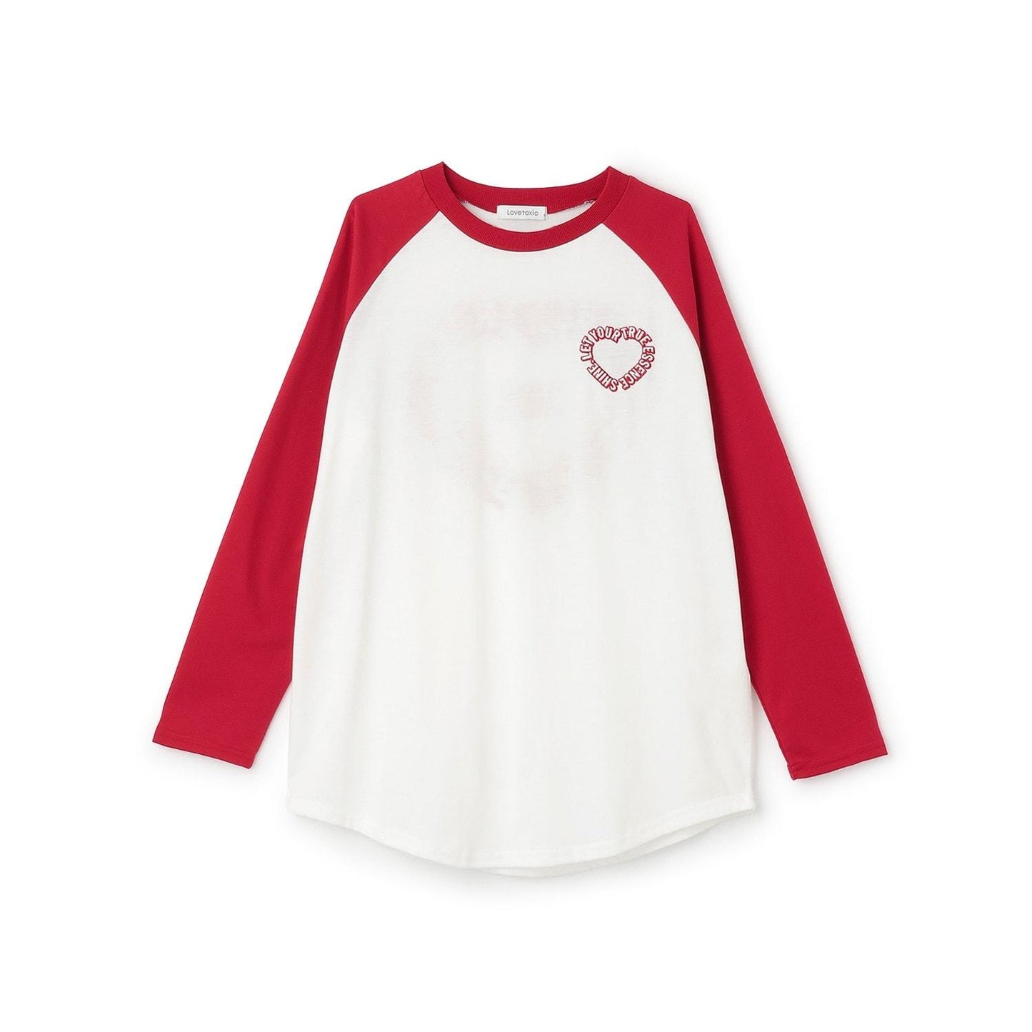 愛心拼接寬鬆長袖T恤