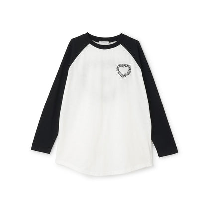 愛心拼接寬鬆長袖T恤